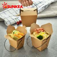 Disposable food package take away food container with plastic/iron handle