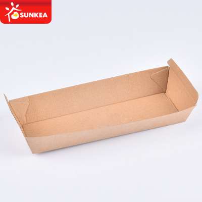 F flute corrugated kraft paper food tray for hot dog burger fries