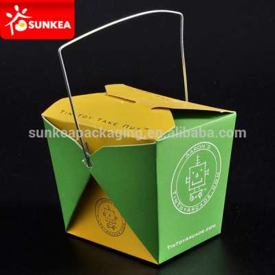 Custom Logo Message Kraft Handled Paper Food Box Pail