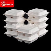 Recyclable molded sugarcane pulp food packaging