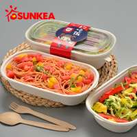 Disposable eco packaging food grade sugarcane pulp lunch box