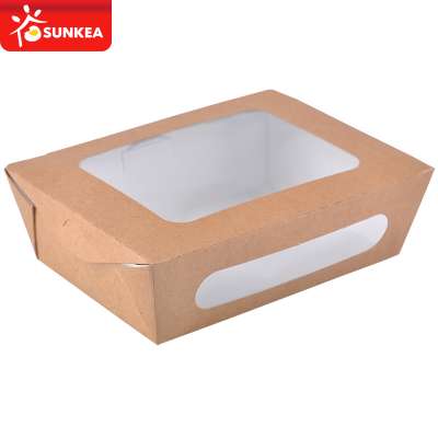 Disposable food kraft paper containers with PET Window for restaurant